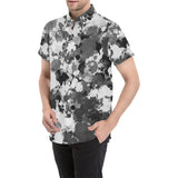 Black and White Paint Splatter Short Sleeve Button Up Shirt | BigTexFunkadelic
