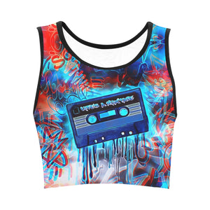 Life's A Mixtape Trippy Fitted Crop Top | BigTexFunkadelic