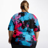 Pink and Blue Paint Splatter Plus Size Unisex T-Shirt | BigTexFunkadelic