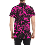 Pink and Black Oil Spill Short Sleeve Button Up Shirt | BigTexFunkadelic