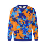 Blue and Orange Paint Splatter Men's Big & Tall Oversized Fleece Crewneck Sweatshirt | BigTexFunkadelic