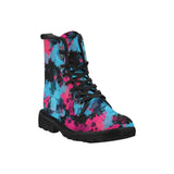 Pink and Blue Paint Splatter Women's Boots | BigTexFunkadelic