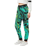 Teal Oil Spill Women's All Over Print Rave Jogger Sweatpants | BigTexFunkadelic