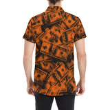 Orange Grunge Money Sleeve Shirt Button Up Shirt