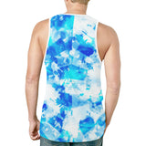Blue and white tie-dye back of Fire and Ice Alien Blast Relaxed Fit Men's Tank Top | BigTexFunkadelic