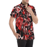 Trippy Red and Black Short Sleeve Button Up Shirt | BigTexFunkadelic