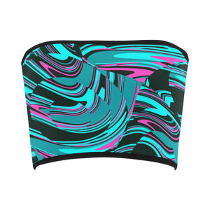 Teal and Black Abstract Rave Bandeau Top