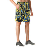 Blue Yellow and Black Pastel Spill Casual Shorts | BigTexFunkadelic