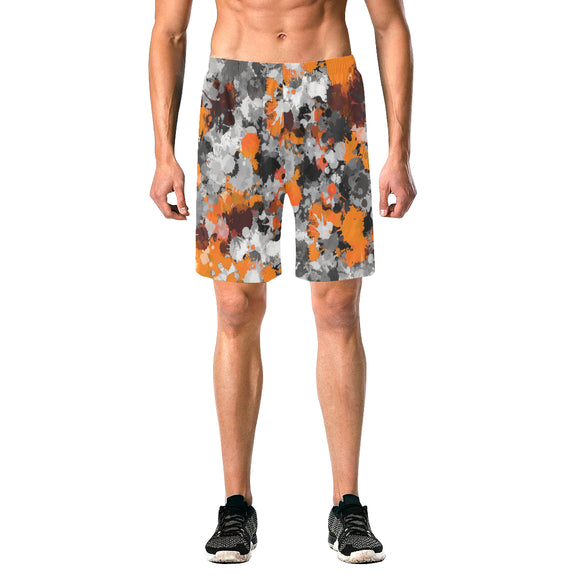 Orange and Grey Paint Splatter Casual Shorts | BigTexFunkadelic