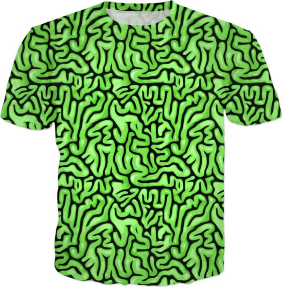 Zombie Food Halloween Green Brains All Over Print T-Shirt | BigTexFunkadelic