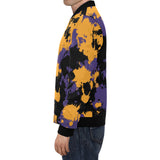 Purple Gold and Black Legends Paint Splatter Big & Tall Bomber Jacket | BigTexFunkadelic