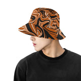 Burnt Orange, Black and White Abstract Melt Bucket Hat | BigTexFunkadelic