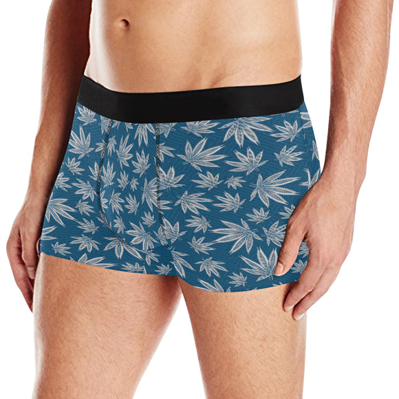 Blue and Gray Weed Pattern Boxer Briefs