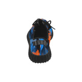 Blue and Orange Paint Splatter Abstract Men's Breathable Woven Running Shoes