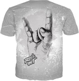 Rock Out Grey Grunge Airbrush T-Shirt | BigTexFunkadelic