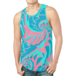 Turquoise and Pink Tropical Sherbet Fractal Relaxed Fit Men's Tank Top | BigTexFunkadelic