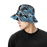 Blue Black and White Oil Slick Bucket Hat | BigTexFunkadelic