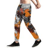 Orange and Grey Paint Splatter Men's All Over Print Jogger Sweatpants | BigTexFunkadelic