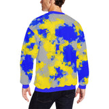 Blue and Yellow Paint Splatter Men's Big & Tall Oversized Fleece Crewneck Sweatshirt | BigTexFunkadelic