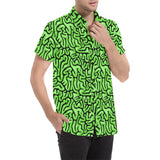 Zombie Food Halloween Green Brains Short Sleeve Button Up Shirt | BigTexFunkadelic