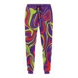 80s Purple Moon Melt Men's Big & Tall Psychedelic All Over Print Jogger Sweatpants With | BigTexFunkadelic