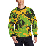 Green and Orange Rave Camo Men's Big & Tall Oversized Fleece Crewneck Sweatshirt | BigTexFunkadelic