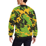 Green and Orange Rave Camo Men's Big & Tall Oversized Fleece Crewneck Sweatshirt | BigTexFunkadelic