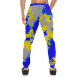Blue and Yellow Paint Splatter Men's All Over Print Jogger Sweatpants | BigTexFunkadelic