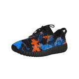 Blue and Orange Paint Splatter Abstract Men's Breathable Woven Running Shoes | BigTexFunkadelic