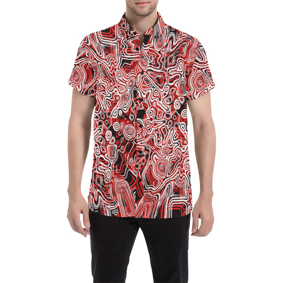 Red Psychedelic Short Sleeve Button Up | BigTexFunkadelic