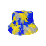 Blue and Yellow Paint Splatter Bucket Hat | BigTexFunkadelic