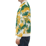 Green Yellow and White Paint Splatter Big & Tall Bomber Jacket | BigTexFunkadelic