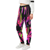 Pink and Black Psychedelic Rave Women's All Over Print Jogger Sweatpants | BigTexFunkadelic