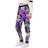 Purple and Grey Paint Splatter Women's All Over Print Jogger Sweatpants | BigTexFunkadelic