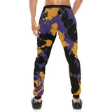 Purple Gold and Black Legends Paint Splatter Men's Big & Tall All Over Print Jogger Sweatpants | BigTexFunkadelic