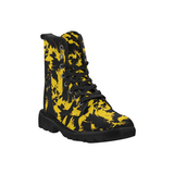 Black and Yellow Paint Splat Graffiti Men's Black Boots | BigTexFunkadelic