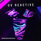 UV BLACKLIGHT REACTIVE CLOTHING | Pink and Black Psychedelic Rave Bikini | BigTexFunkadelic