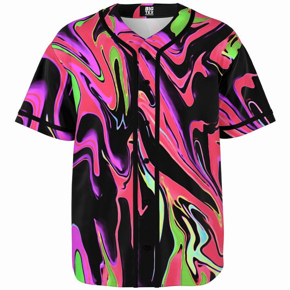 Pink and Black Psychedelic Rave Baseball Jersey | BigTexFunkadelic
