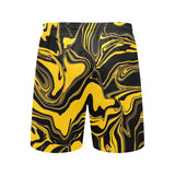 Black and Yellow Abstract Melt Swim Shorts | BigTexFunkadelic