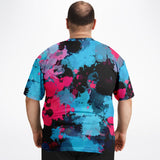 Pink and Blue Paint Splatter Plus Size Big and Tall Unisex T-Shirt | BigTexFunkadelic
