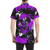 Psychedelic Purple Hypno Rave Zebra Short Sleeve Button Up Shirt | BigTexFunkadelic