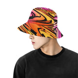 Pink, Orange, and Yellow Sunset Wave Glitch Bucket Hat | Rave Accessories | BigTexFunkadelic