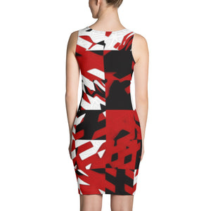Red Digital Abstract Bodycon Dress | BigTexFunkadelic