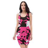 Pink Digital Abstract Bodycon Dress | BigTexFunkadelic