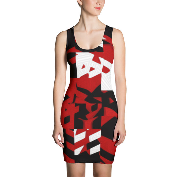 Red Digital Abstract Bodycon Dress BigTexFunkadelic Red Digital Abstract Bodycon Dress BigTexFunkadelic