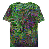 (Backside) Galaxy Weed Print | 420 Munchies Stoner Weed Cat All Over Print Unisex Sublimated T-Shirt | BigTexFunkadelic