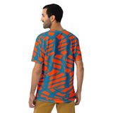 Orange and Turquoise Squiggly Rave Checkered Pattern Unisex T-Shirt | BigTexFunkadelic