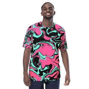 Pink Turquoise and Black Abstract Melt Unisex Rave T-Shirt | EDM Festival Fashion | BigTexFunkadelic