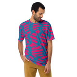 Pink and Blue Squiggly Rave Checkered Pattern Unisex T-Shirt | BigTexFunkadelic