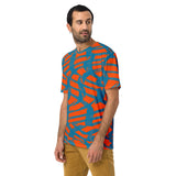 Orange and Turquoise Squiggly Rave Checkered Pattern Unisex T-Shirt | BigTexFunkadelic